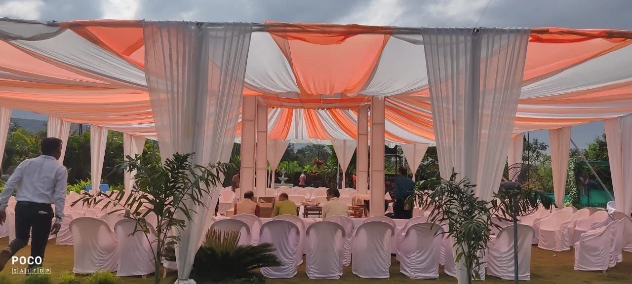 Covered seating for celebrations at Raigad Agro Park