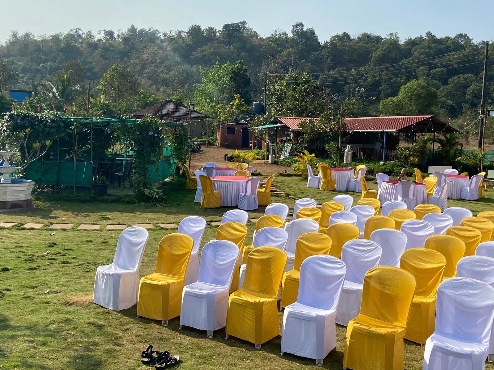 Lawn seating for guests at Raigad Agro Park